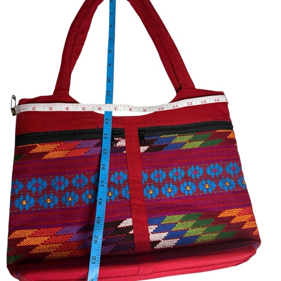 VYG BOHO HIPPIE Shoulder BAG Woven handbag purse Festival Red handles straps - Picture 7 of 9